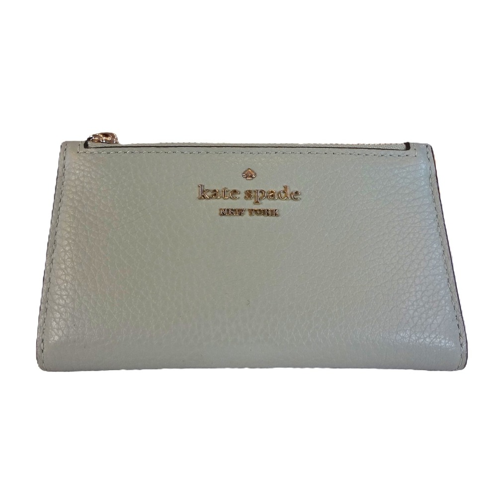 Kate Spade New York Pale Green‎ Leather Zip Around Wallet Card Holder